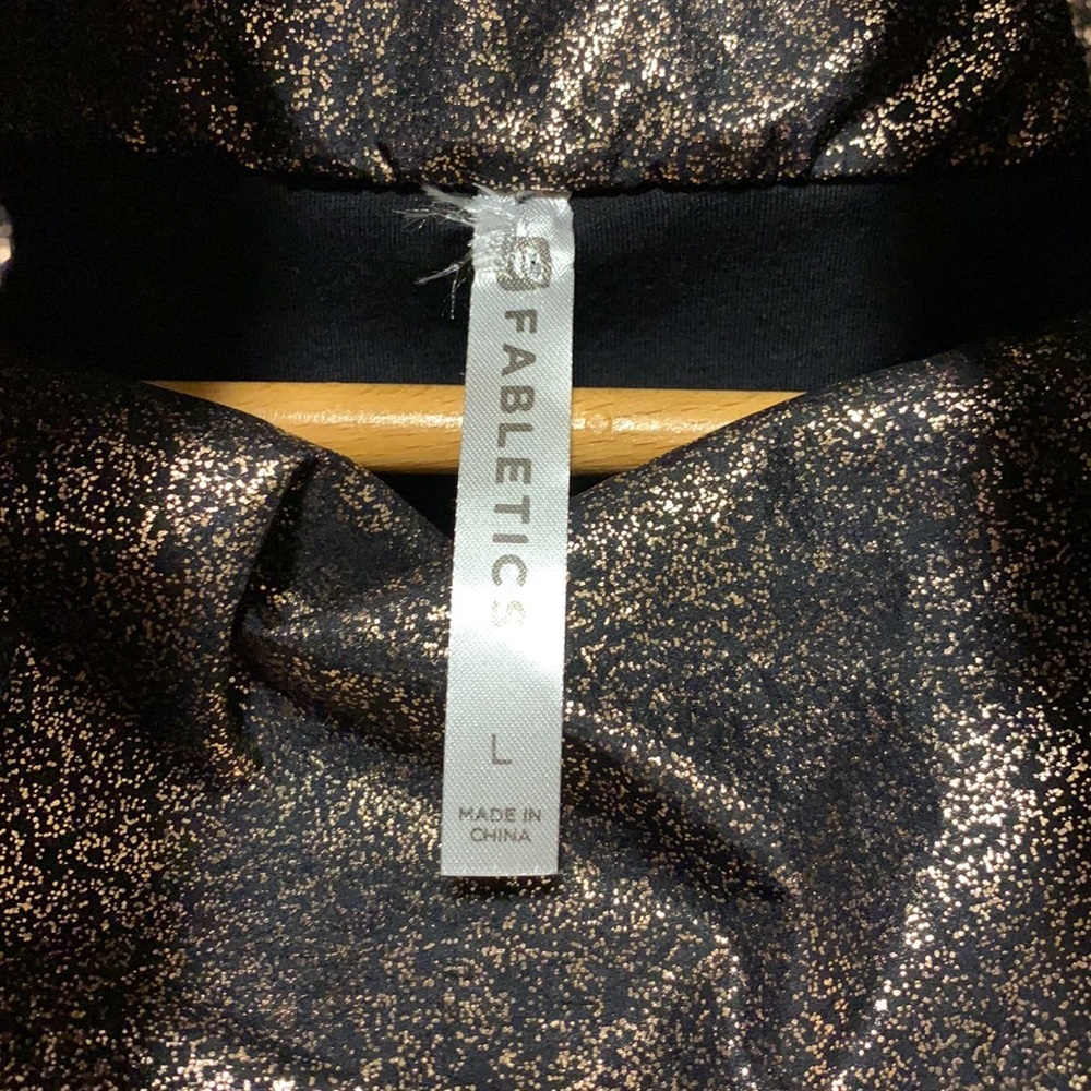 Fabletics Black and Gold Metallic Workout Jacket - Picture 4 of 7